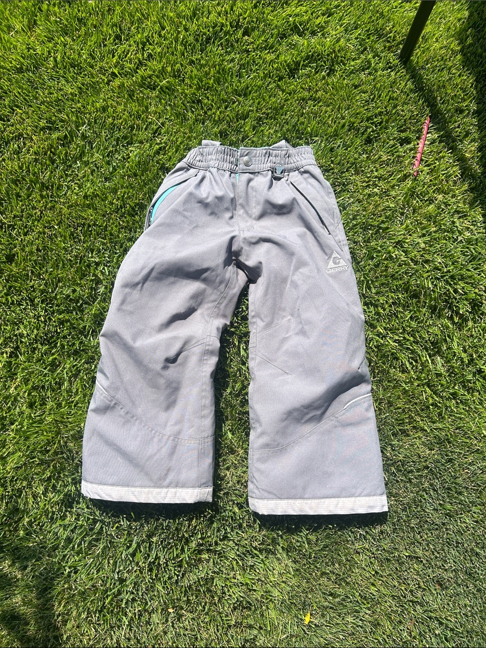 Kids Gray Winter Snow Pants with Reflective Hem